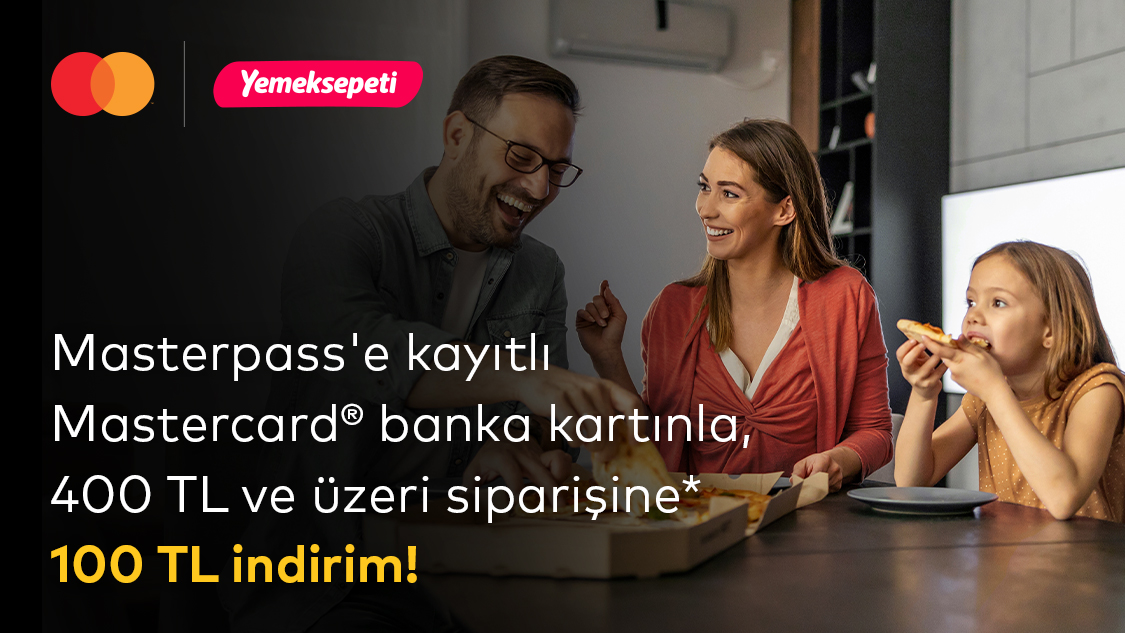 Mastercard logolu Yapı Kredi banka kartlarına Yemeksepeti’nde 100 TL indirim! 