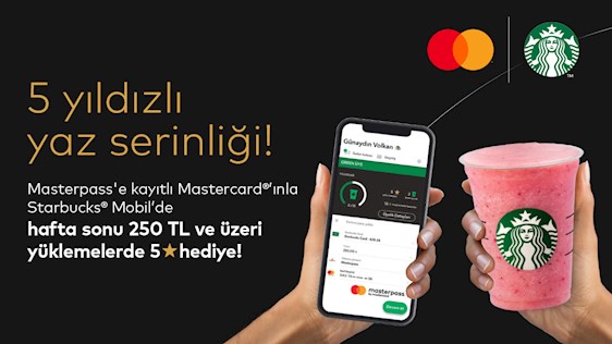 Mastercard logolu Yapı Kredi kartlarına Starbucks'da 5 yıldız hediye!